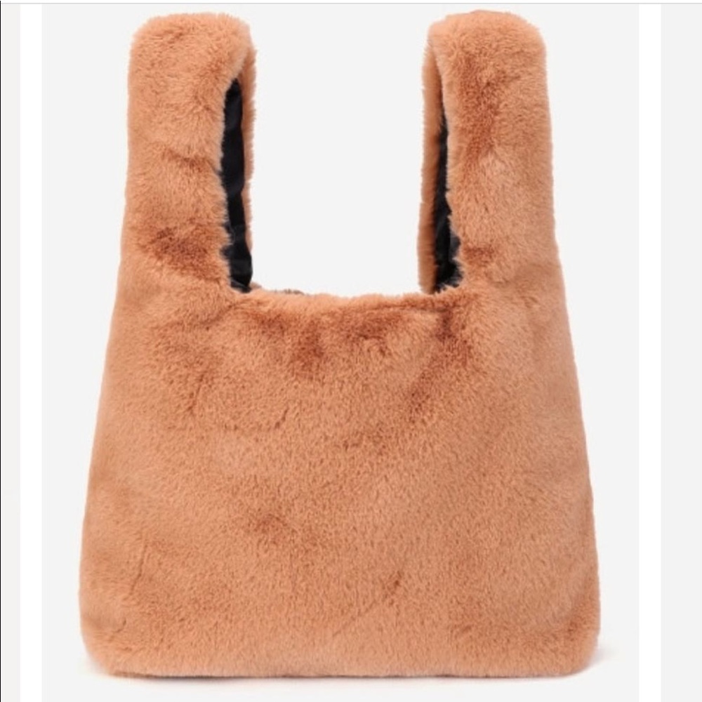 Small Beige Faux Fur Tote